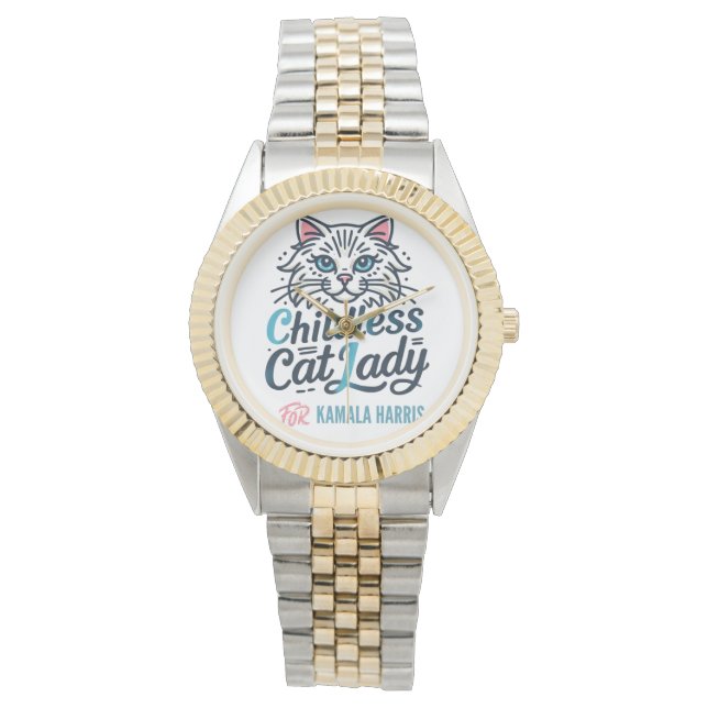 Kinderlose Katze Lady von Kamala Harris Armbanduhr (Vorderseite)