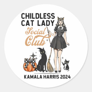 Kinderlose Katze Lady wählen Halloween Feministin Runder Aufkleber