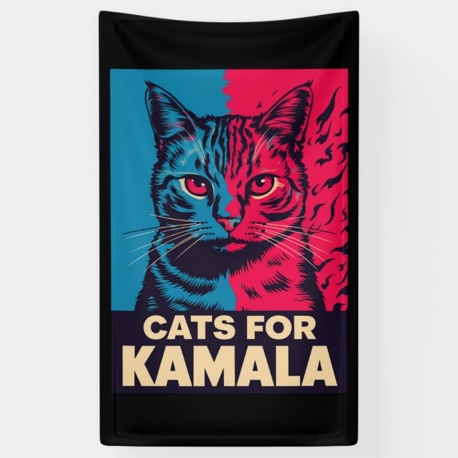 Kinderlose Katze Lady wählt Kamala Harris 2024 Banner (Vertikal)