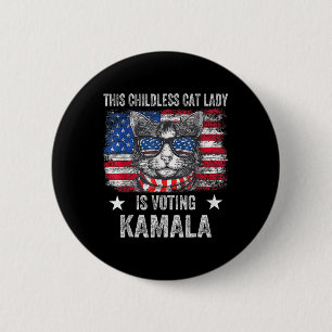 Kinderlose Katze Lady wählt Kamala Harris 2024 USA Button