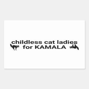 Kinderlose Katzen Damen für Kamala lustig Schwarz- Rechteckiger Aufkleber