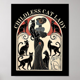 Kinderlose Katzen Damen Katzen Karma Retro Lustig Poster
