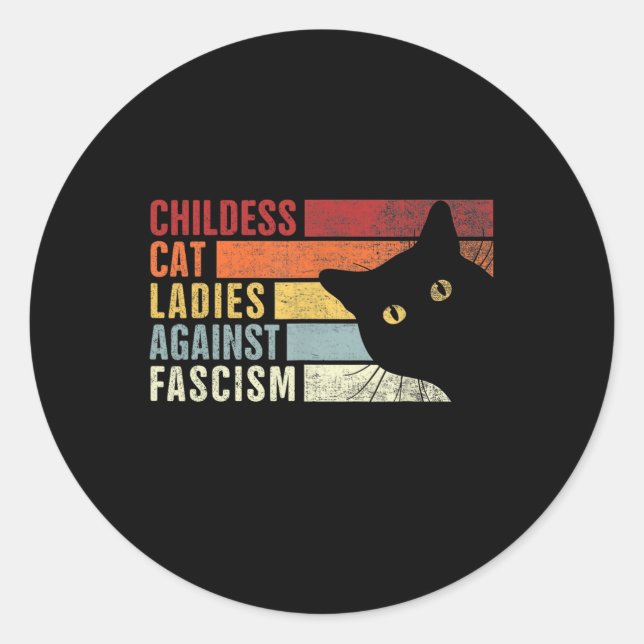 Kinderlose Katzen Frauen gegen den Faschismus Katz Runder Aufkleber (Vorderseite)