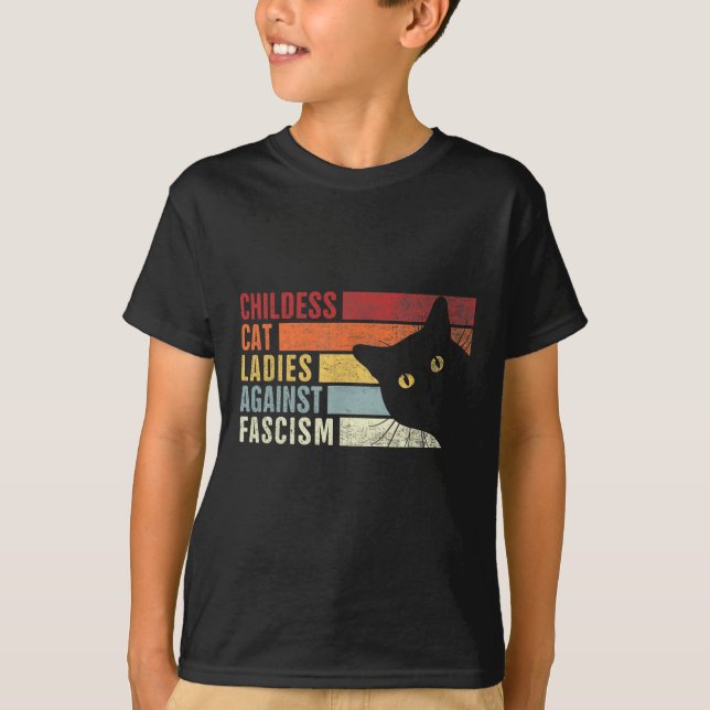 Kinderlose Katzen Frauen gegen den Faschismus Katz T-Shirt (Vorderseite)