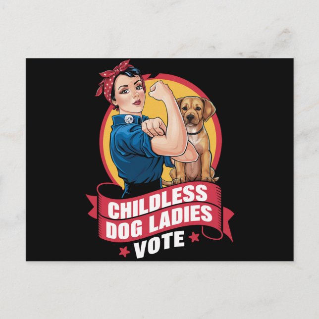 Kinderlose Katzen Frauen wählen Hund der Riveter H Postkarte (Vorderseite)