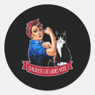 Kinderlose Katzen Frauen wählen Rosie The Riveter Runder Aufkleber