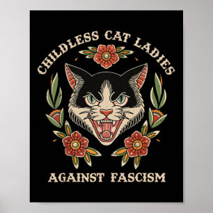 Kinderlose Katzen-Lady gegen den Faschismus Femini Poster