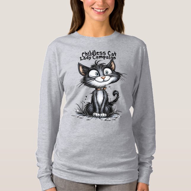 Kinderlose Katzen-Lady-Kampagne T-Shirt (Vorderseite)