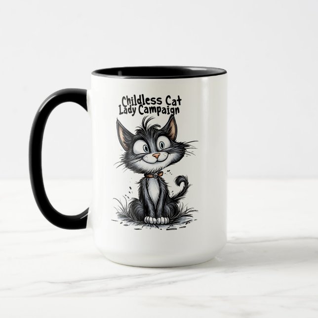 Kinderlose Katzen-Lady-Kampagne Tasse (Links)