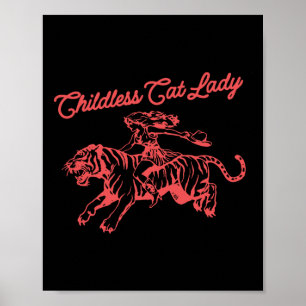Kinderlose Katzen-Lady Retro-Cowboy-Girl Poster