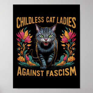 Kinderlose Katzen Ladys Against Faschism Funny Pol Poster