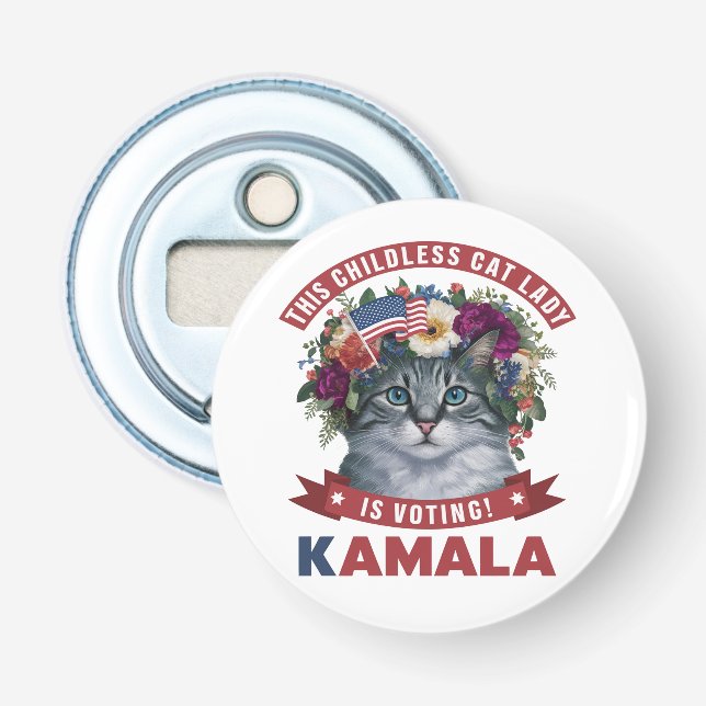 Kinderlose Katzen Ladys for kamala harris Flaschenöffner (Vorderseite)