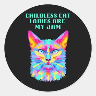 Kinderlose Katzen Ladys Funny Democratic Runder Aufkleber