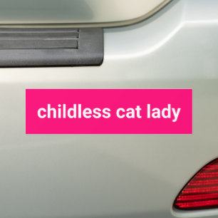 Kinderlose Katzenfrau Minimalistisches heißes Rosa Autoaufkleber