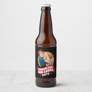 Kinderlose Katzenladies wählen Hund The Riveter Do Bierflaschenetikett