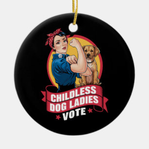 Kinderlose Katzenladies wählen Hund The Riveter Do Keramik Ornament