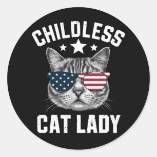 Kinderlose Katzenlady 2024  Runder Aufkleber