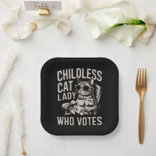 Kinderlose Katzenlady 2024 Wahlstimme Kamala Pappteller