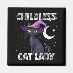 Kinderlose Katzenlady Gruselhexenhut Katze Schwarz Magnet