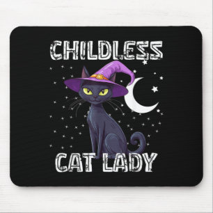 Kinderlose Katzenlady Gruselhexenhut Katze Schwarz Mousepad