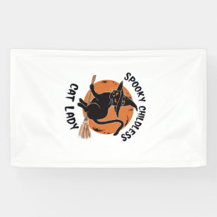 Kinderlose Katzenlady Halloween Gruselige Hexe Wah Banner
