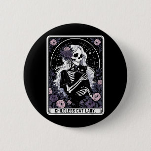 Kinderlose Katzenlady Süße Gothic-Skelett-Tarotkar Button