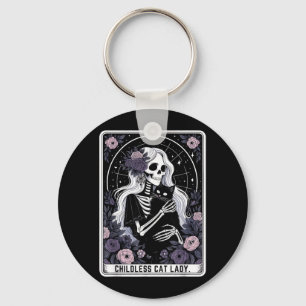 Kinderlose Katzenlady Süße Gothic-Skelett-Tarotkar Schlüsselanhänger