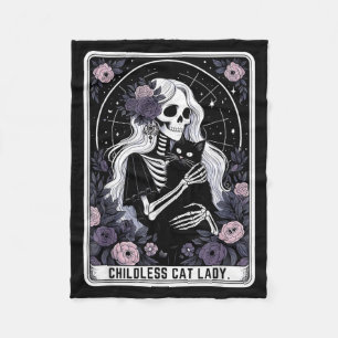 Kinderlose Katzenlady Süße gothische Skelett-Tarot Fleecedecke