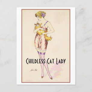 Kinderlose Katzenlady Vintage-Postkarte Postkarte