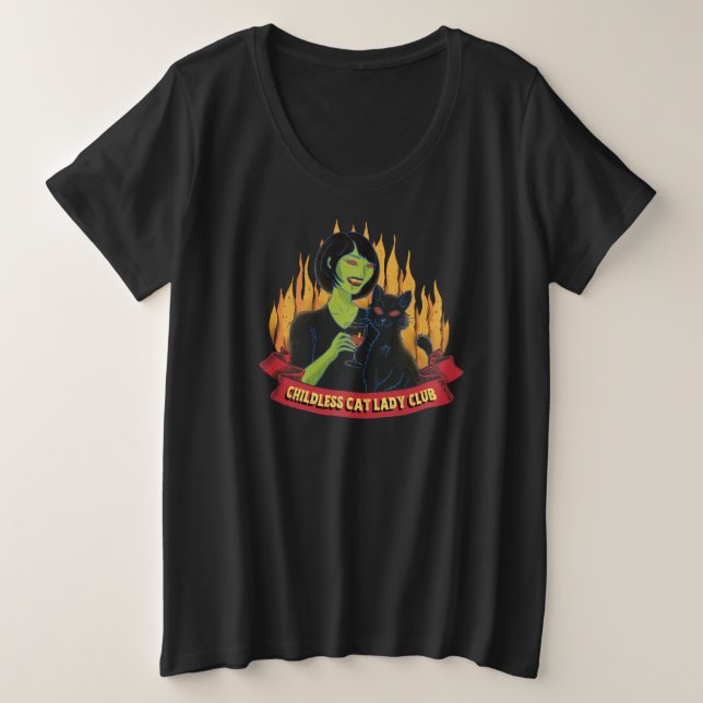 Kinderloser Cat Lady Club - Plus Size T - Shirt (Design vorne)
