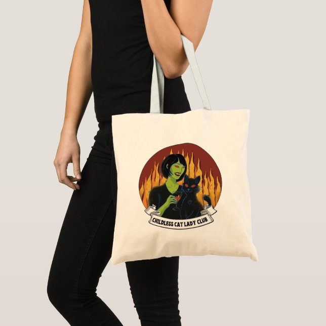 Kinderloser Cat Lady Club (sauberes Kinn) Tasche-B Tragetasche (Vorderseite (Produkt))