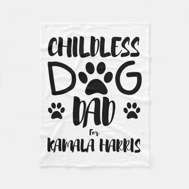 Kinderloser Vater für Kamala Harris 2024 Witzhund Fleecedecke (Vorderseite)