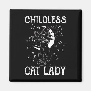 Kinderloses Cat Lady Halloween Cat Shirt für Fraue Magnet