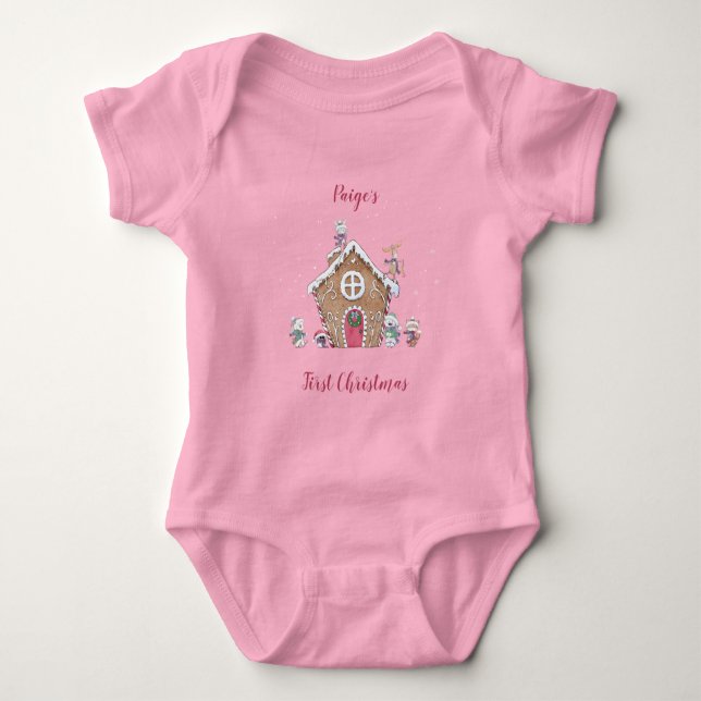 Kindermädchen 1. Weihnachts-Lebkucheneis-Skate Baby Strampler (Vorderseite)