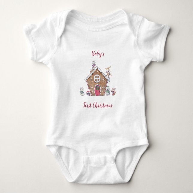 Kindermädchen 1. Weihnachts-Lebkucheneis-Skate Baby Strampler (Vorderseite)