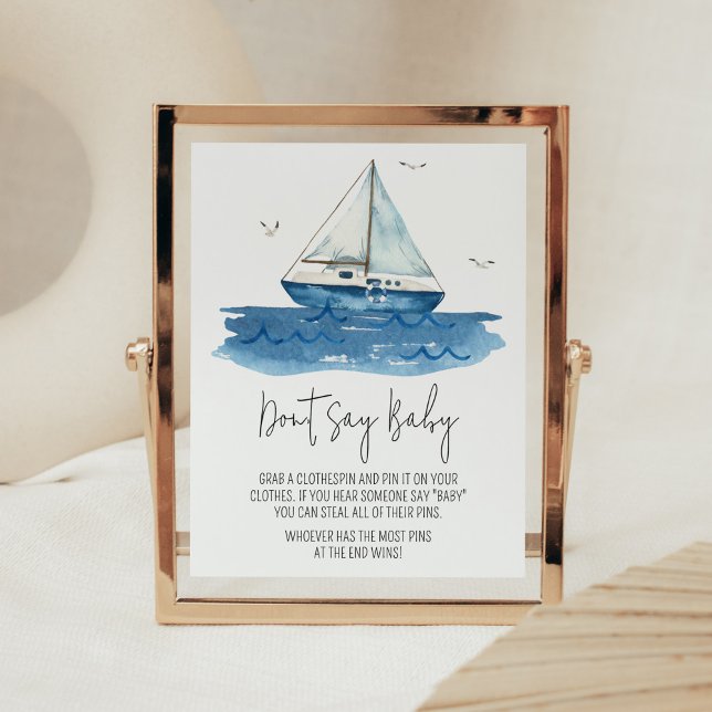 Kindermädchen Babydusche Bücher und Geschenke Poster (Ahoy It’s A Boy Baby Shower Don't Say Baby Sign)