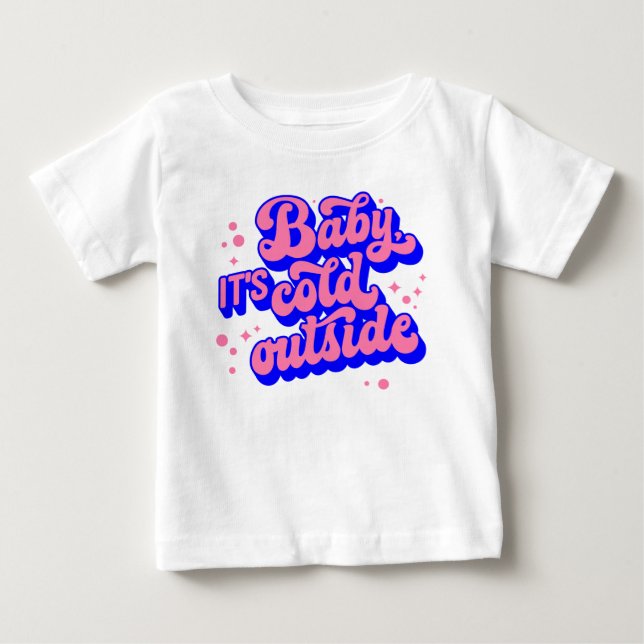 Kindermädchen, kalt draußen im Winter. Baby T-shirt (Vorderseite)