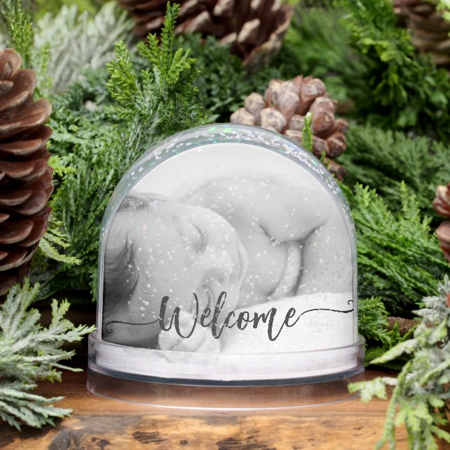 Kindermädchen-Keepake-2Foto-Begrüßungsskript Schneekugeln (Winter)