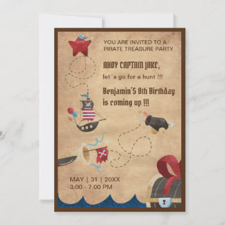 Kindermädchen Piratenjagd Geburtstag Einladung