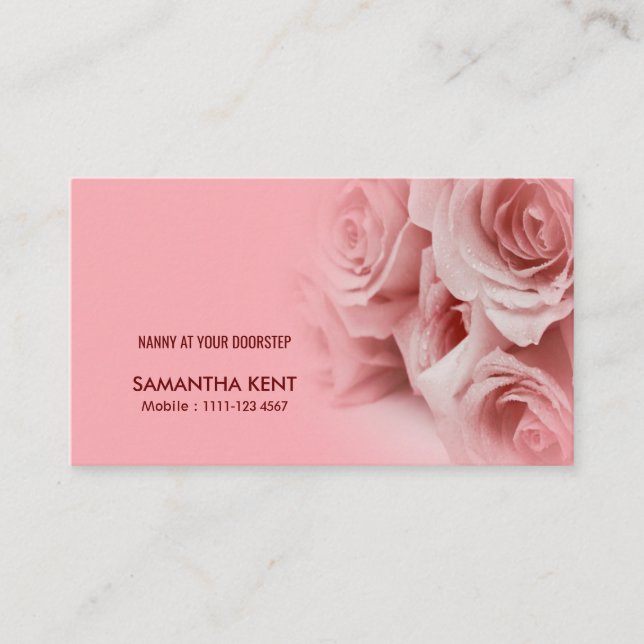 Kindermädchen-schöne beruhigende rosa visitenkarte (Vorderseite)