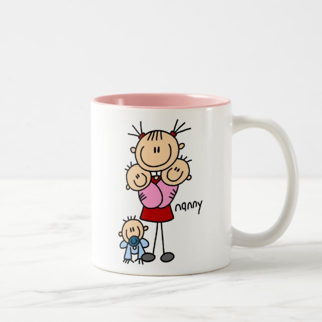 Kindermädchen-Strichmännchen Zweifarbige Tasse (Rechts)