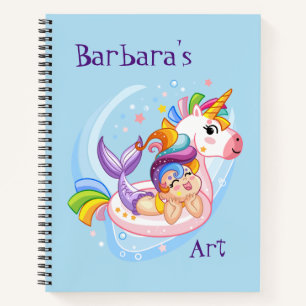 Kindermädchen und Einhornskizze Notizbuch