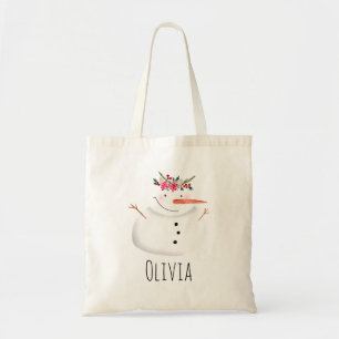 Kindermädchen Weihnachten Blume Snowman und Name Tragetasche