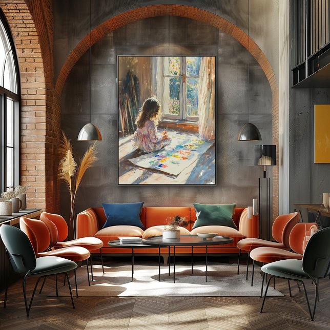 Kindermalerei im Sunlit Room - Impressionistische  Poster (Von Creator hochgeladen)