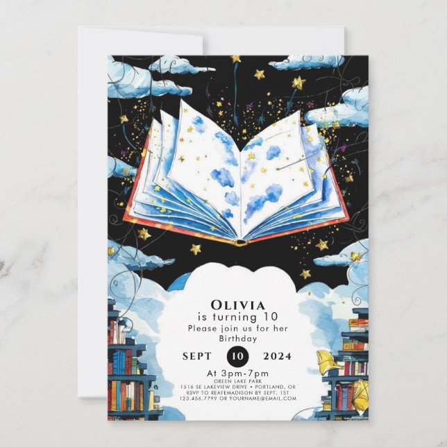 Kindermärchen Magisches Storybook Geburtstag Einladung (Vorderseite)