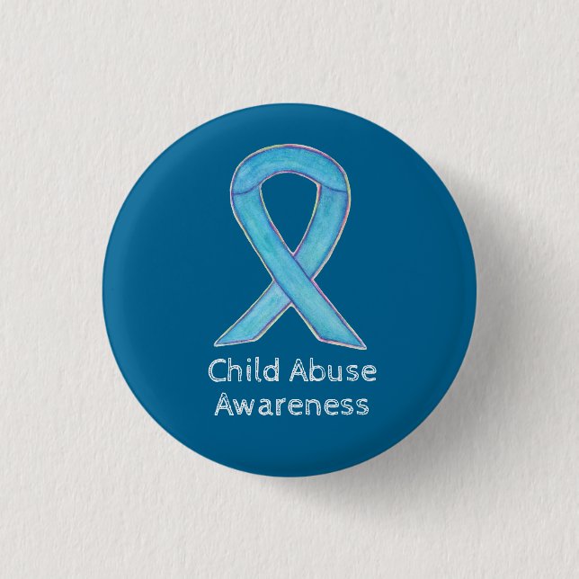 Kindermissbrauch Blue Awareness Ribbon Custom Butt Button (Vorderseite)