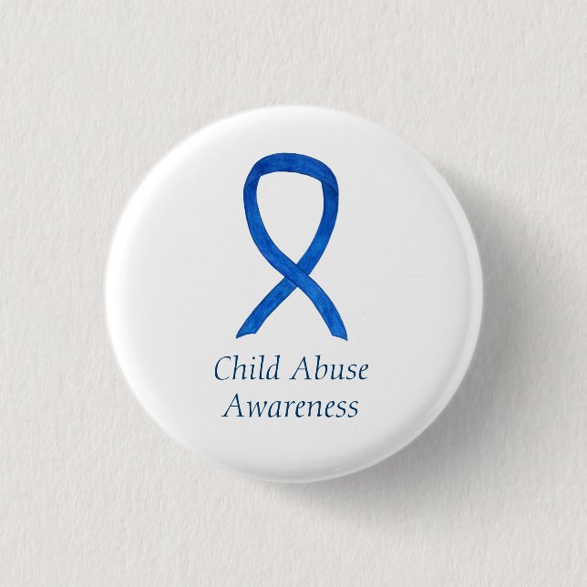 Kindermissbrauch Blue Awareness Ribbon Custom Butt Button (Vorderseite)
