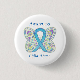 Kindermissbrauch Schmetterlingsbewusstsein Ribbon Button