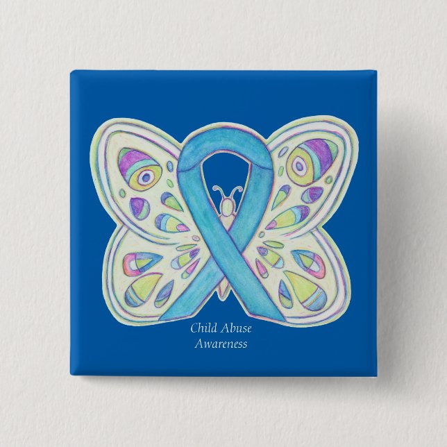 Kindermissbrauch Schmetterlingsbewusstsein Ribbon  Button (Vorderseite)