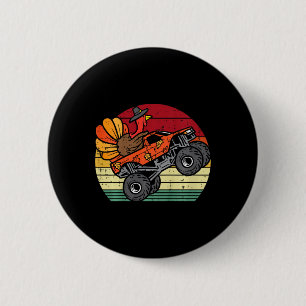 Kindermonster LKW Truthahn Sonnenuntergang Retro T Button